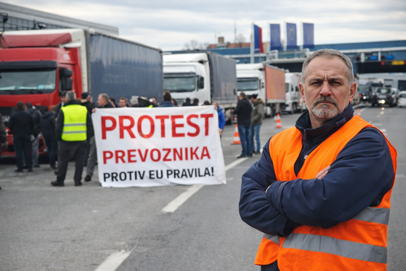 Protesti vozaca kamiona na granicama Balkana